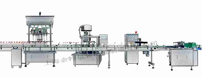 GZF-6L直列式裝機、自動鎖蓋機、鋁箔封口、糨糊貼標灌裝線